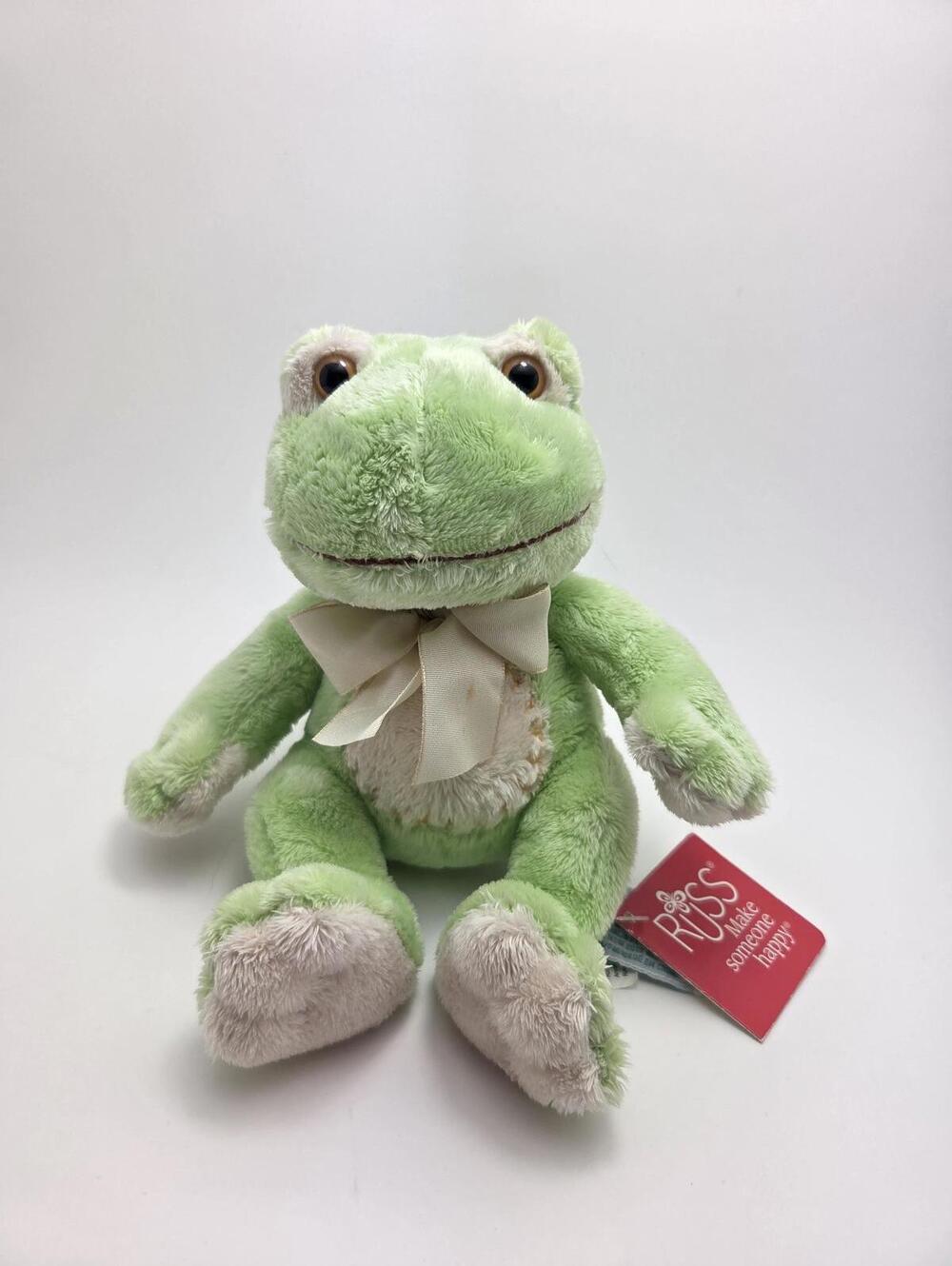 Russ "Paddles" the Green Frog Plush, Vintage Collectible, New with Tags (8 inch)